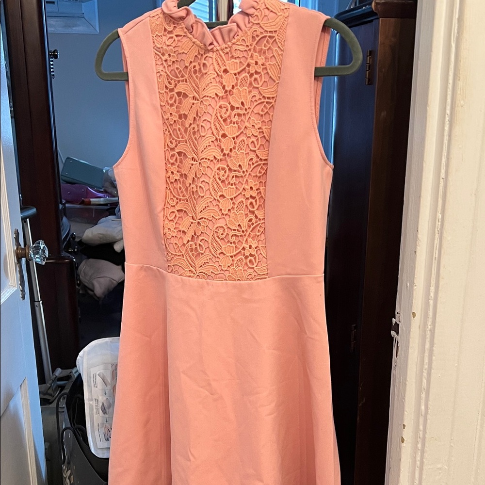 Zara Blush Pink Dress with Lace Accent